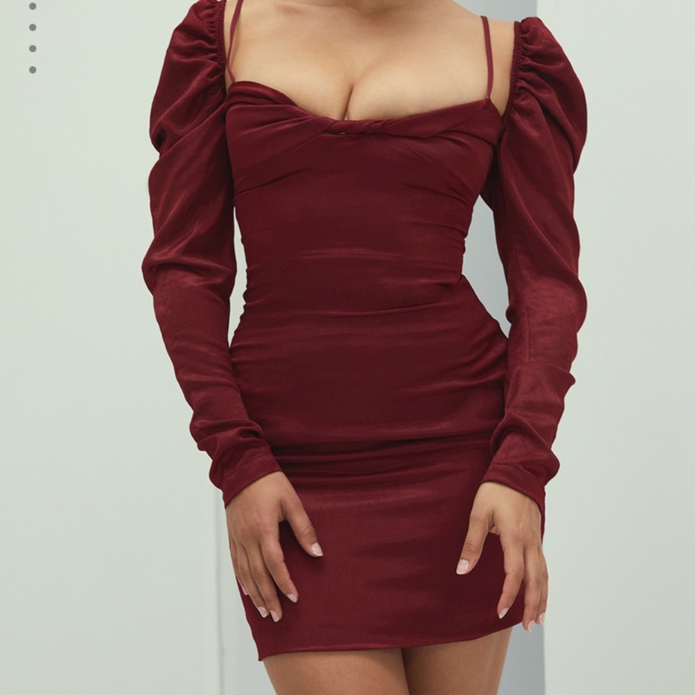 Mistress Rocks 'MOONLIGHT' Wine Stretch Satin Mini Dress